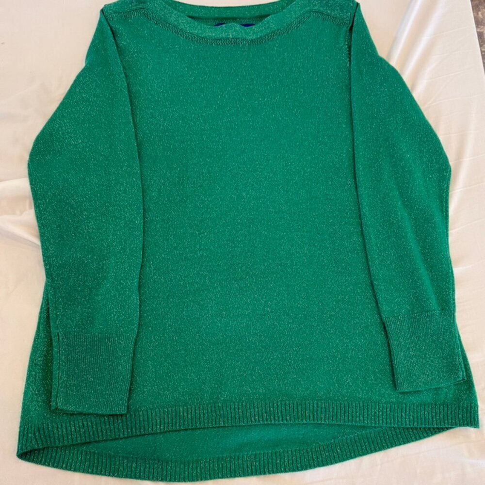 APT 9 Green Lightweight Sweater Large High Low Hem Knit Top - Picture 2 of 4